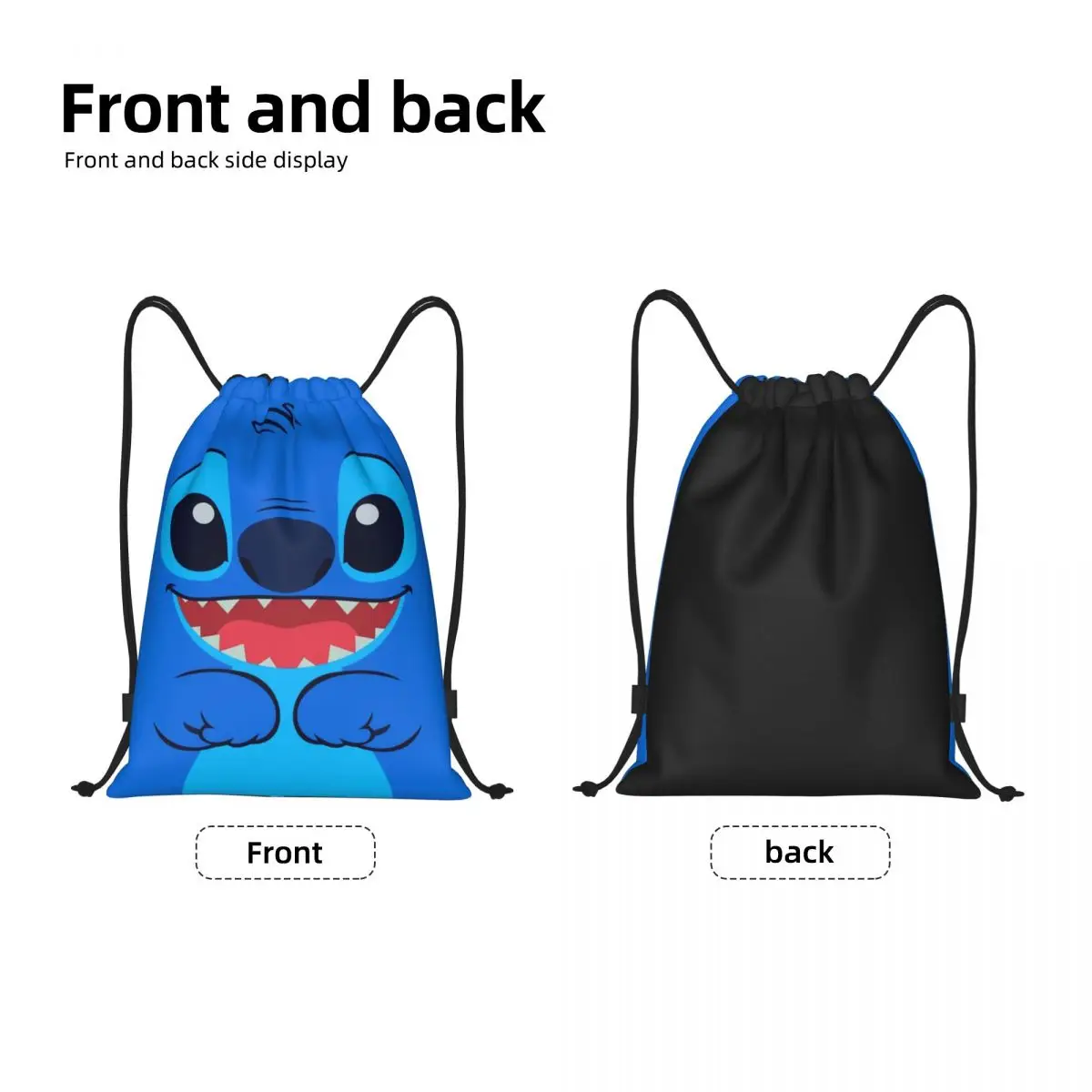 Custom Kawaii Blue Stitch Face Drawstring Bags for Shopping Yoga Backpacks Men Women Cute Sports Gym Sackpack