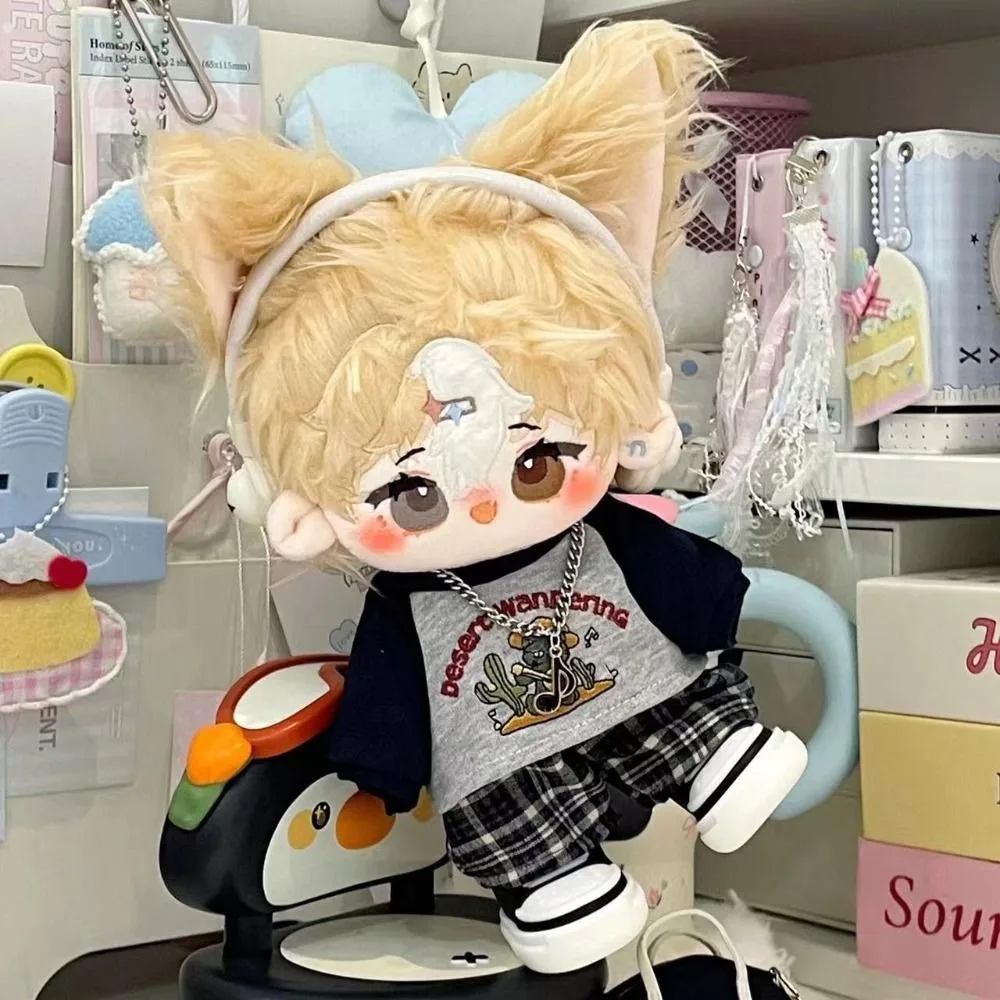 20CM Cotton Doll Clothes T-shirt Shorts Set with Necklace Doll Suit Cute Lovely Dress up DIY Doll Accessories Kids Toys