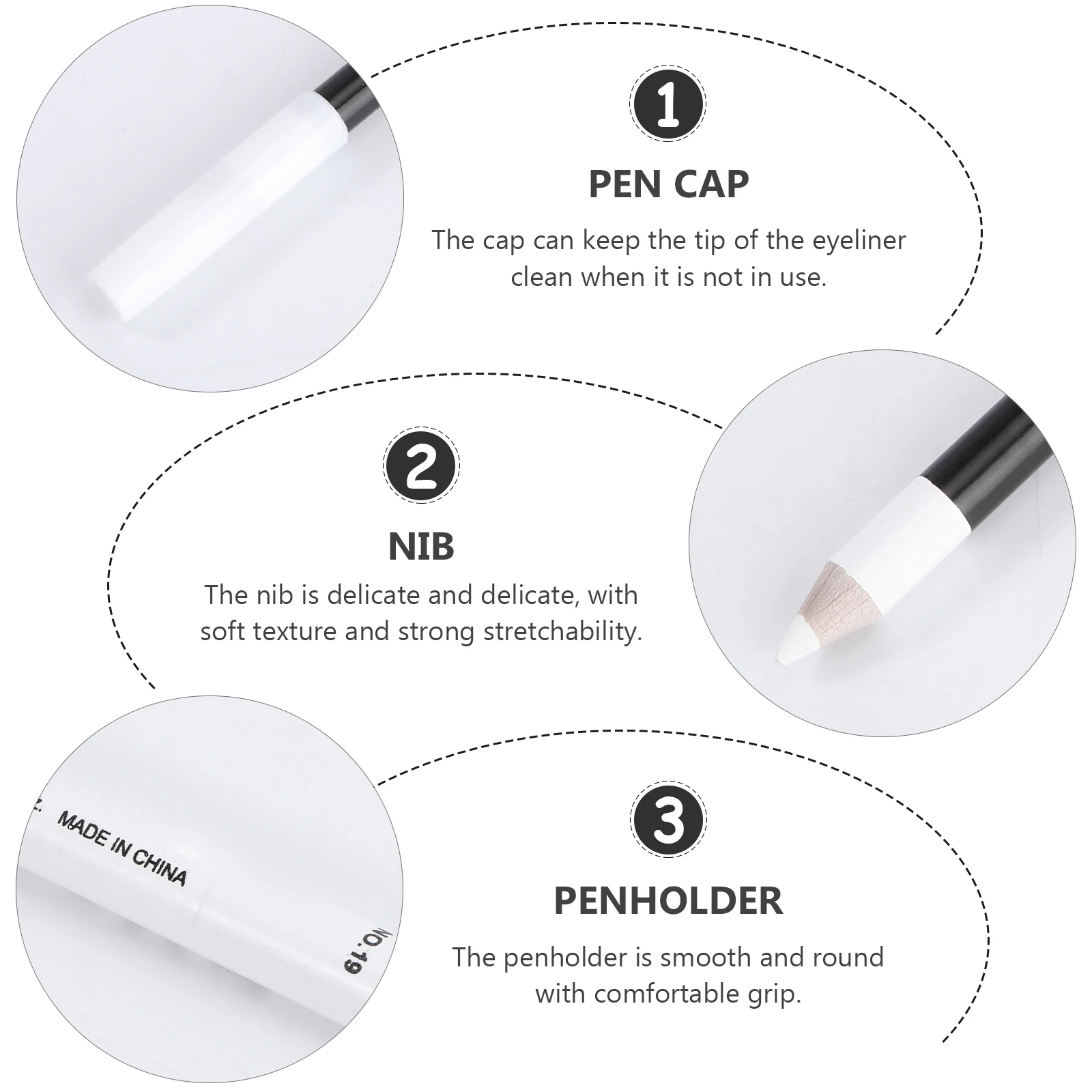 

12pcs White Eyeliner Pencil Waterproof Long Wearing Highlighter Makeup Pen Eyeshadow Marker Fine Tip Not Blooming