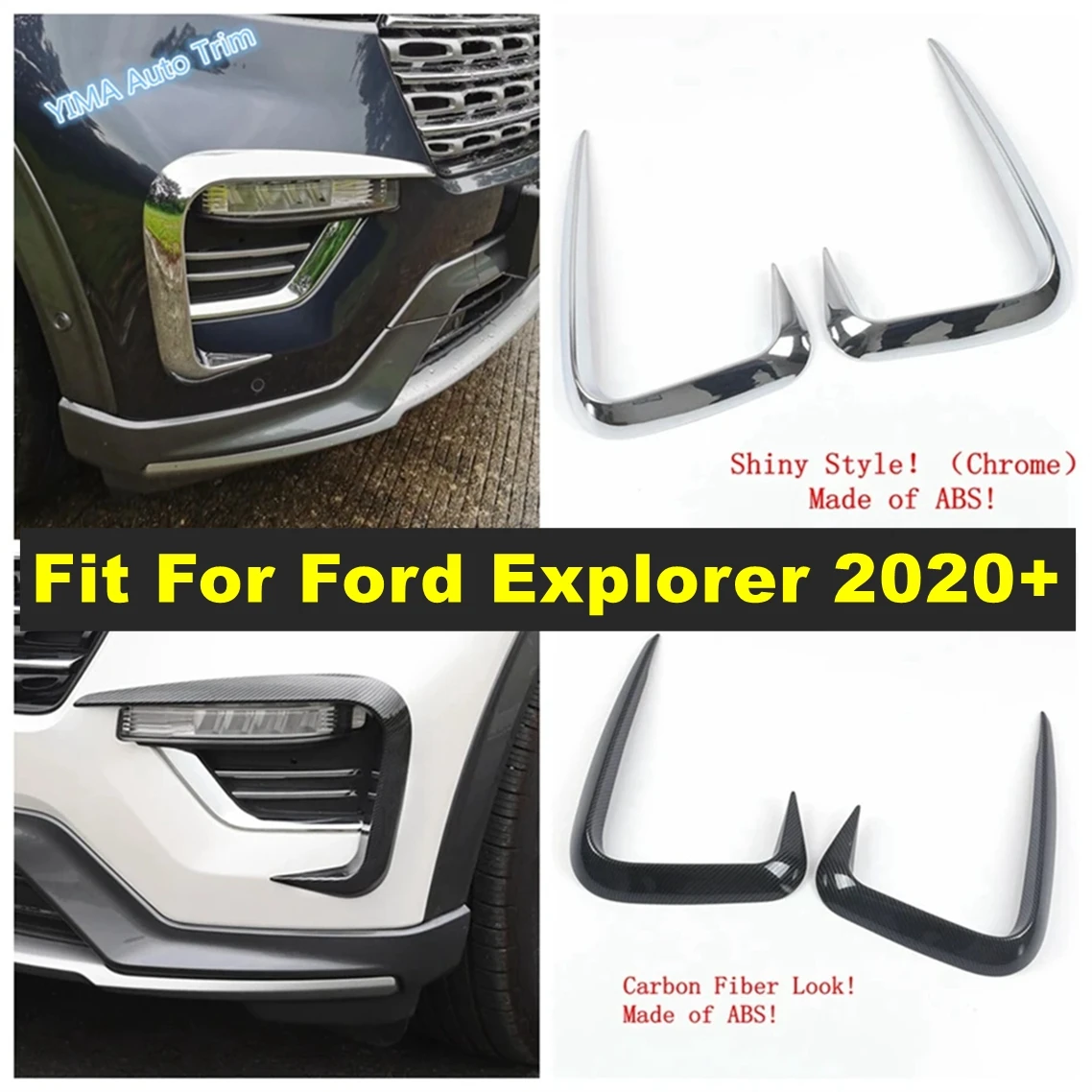 

Car Front Head Fog Lights Lamps Eyebrow Wind Knife Sticker Spoiler Cover Trim For Ford Explorer 2020 - 2022 Exterior Accessories