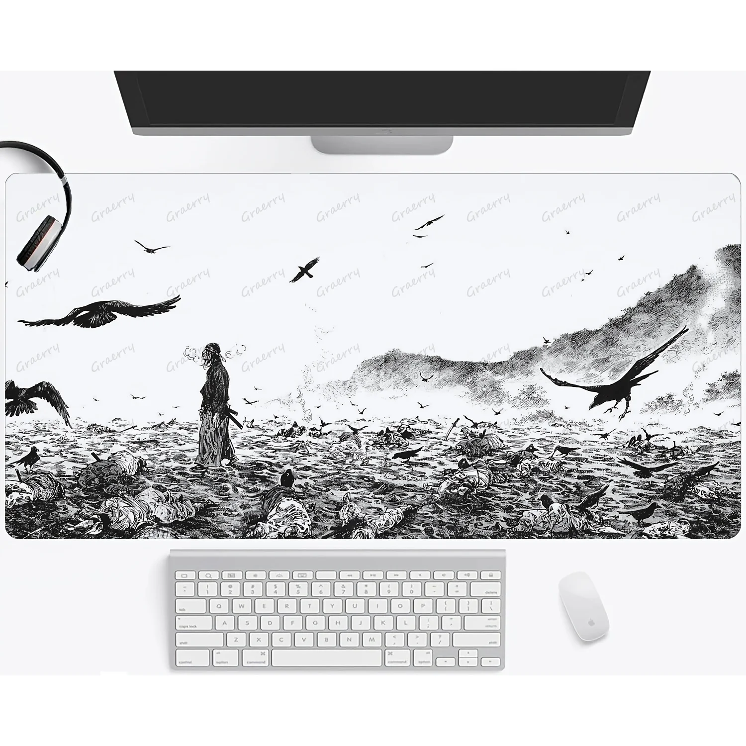 Vagabond Musashi Miyamoto Large Desk Mat Non-Slip Rubber Anime Mouse Pad Durable Gaming Surface