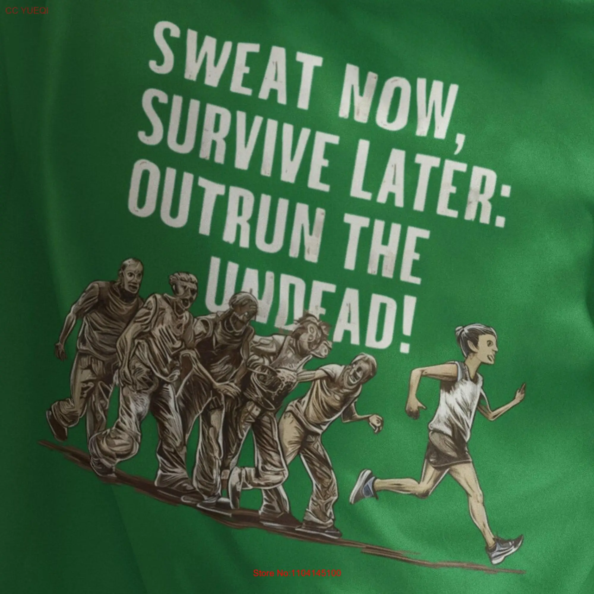 Sweat Now Survive Later Outrun the Undead T Shirt Halloween Workout Humor Keep in Shape Motivational Exercise