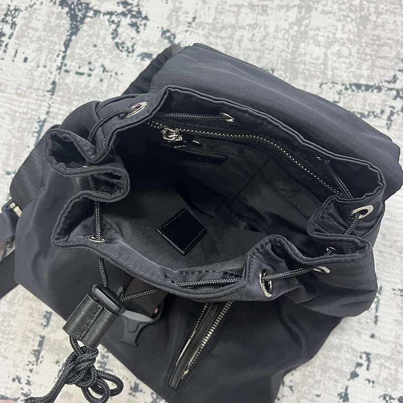 Nylon Backpack Backpack Unisex Couple Style Black 2024