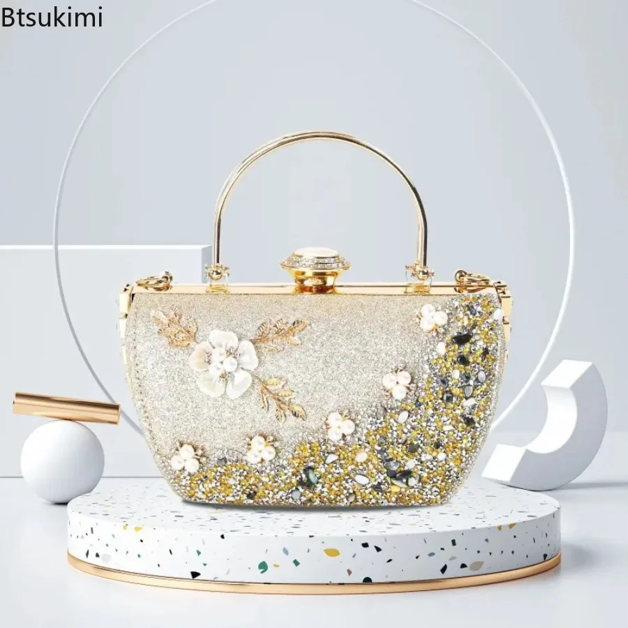 Neue Blumen-Kristall-Taschen Hochzeits-Brautclutch Luxus-Designer Damen-Abendtaschen Cocktail-Handtaschen Diamant-Prinzessinnen-Taschen