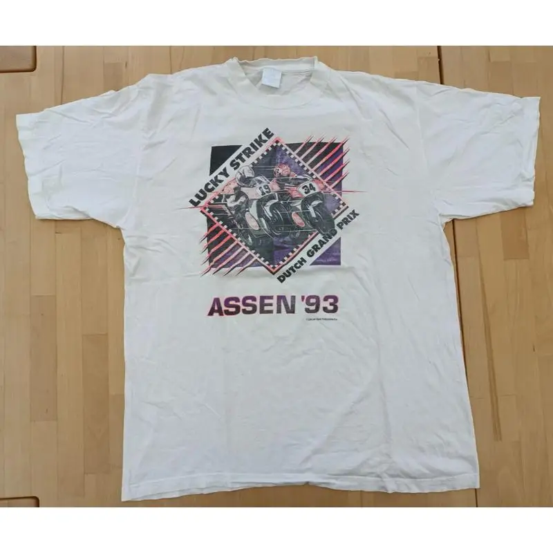 Vintage 1993 Assen Kevin Schwantz Lucky Strike Motorcycle Racing T-Shirt XL Size