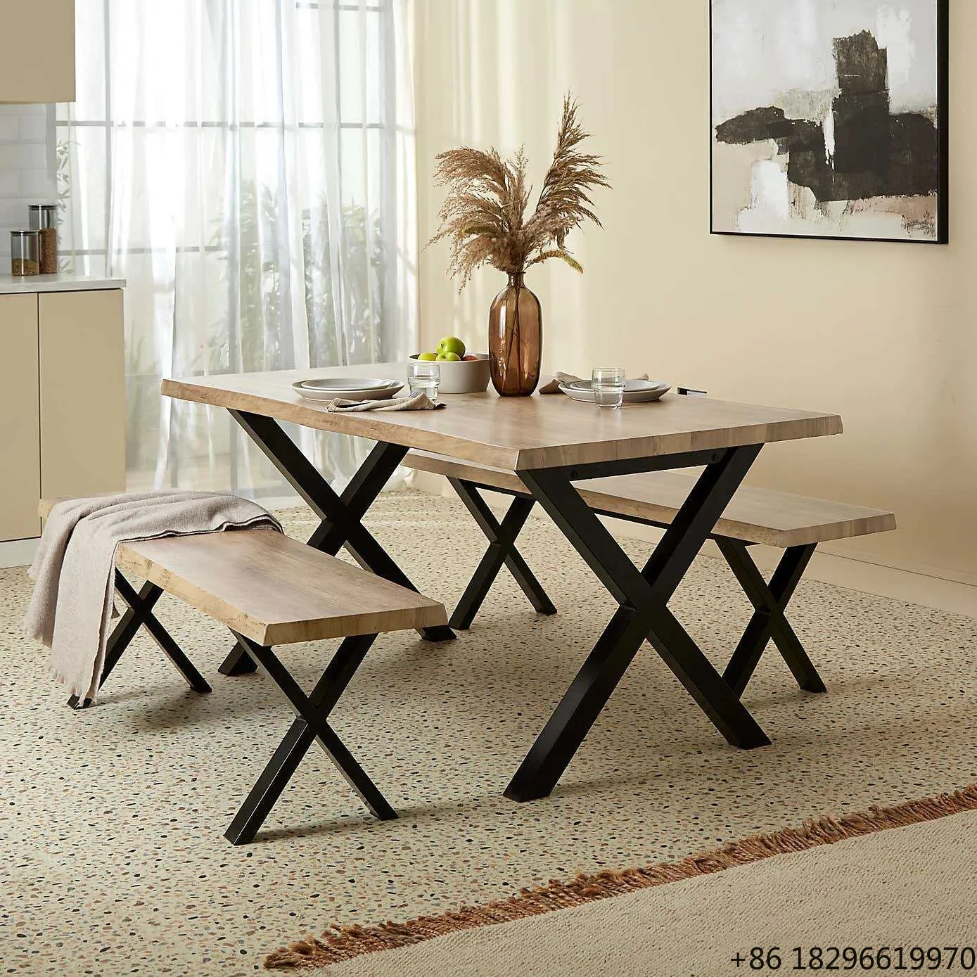 Light Luxury Solid Wood Dining Table Chair Set Simple Style for Home Kitchen Restaurant