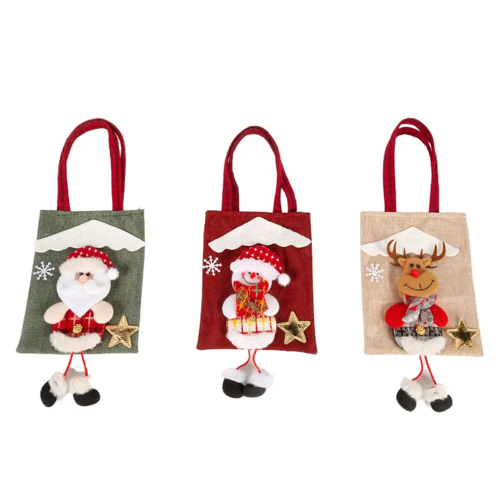 Bolsa de regalo con asa para niños, accesorio de decoración navideña, bolsa de dulces, bolsa de mano, regalo de navidad