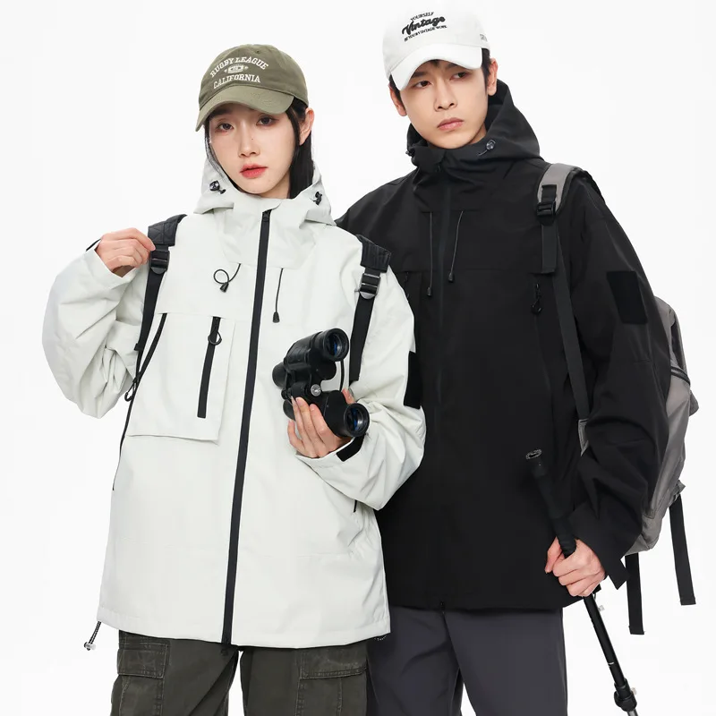 

2025 Autumn New Outdoor Jacket for Men Windproof Waterproof Work Clothes Korean Fashion Casual Loose Hooded Mountaineering Coats