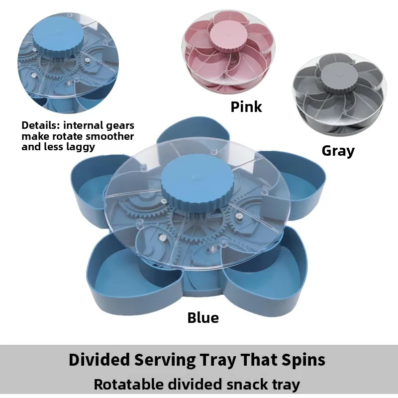Divided Serving Tray Rotatable Snack Plate Lazy Susan Style Food Storage Platter Modern Serving Dish For Home Party