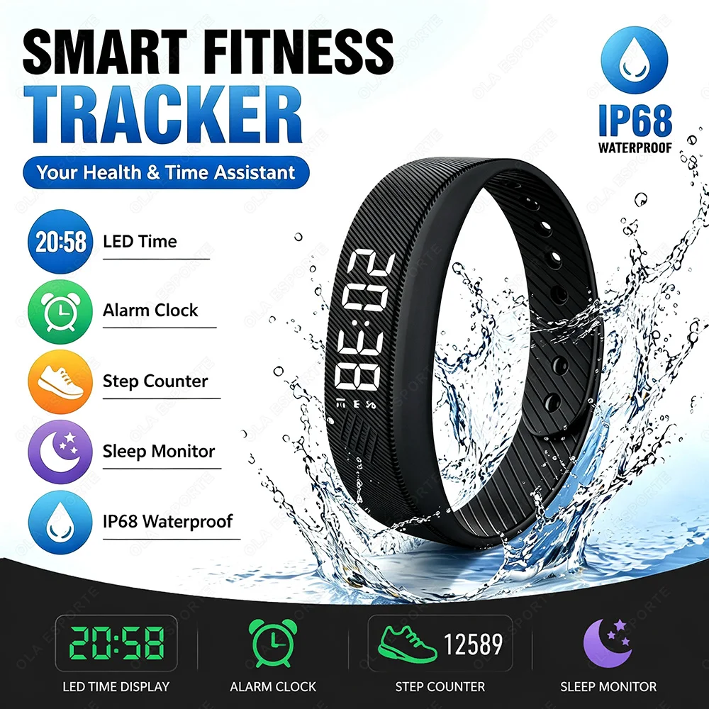 Smart Bracelet LED Digital Waterproof Smart Clock Smartband With Run pedometer Monitor Smart Band Vibration Alarm Reminder HW12