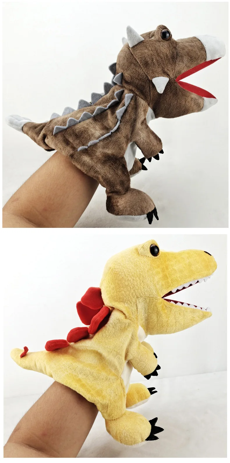 Neue 11-Stil Dinosaurier Handpuppe Plüschtiere Kindergartenaufführung Handsteuerhandschuhe Triceratops Tyrannosaurus Dilophosaurus – Detail 10