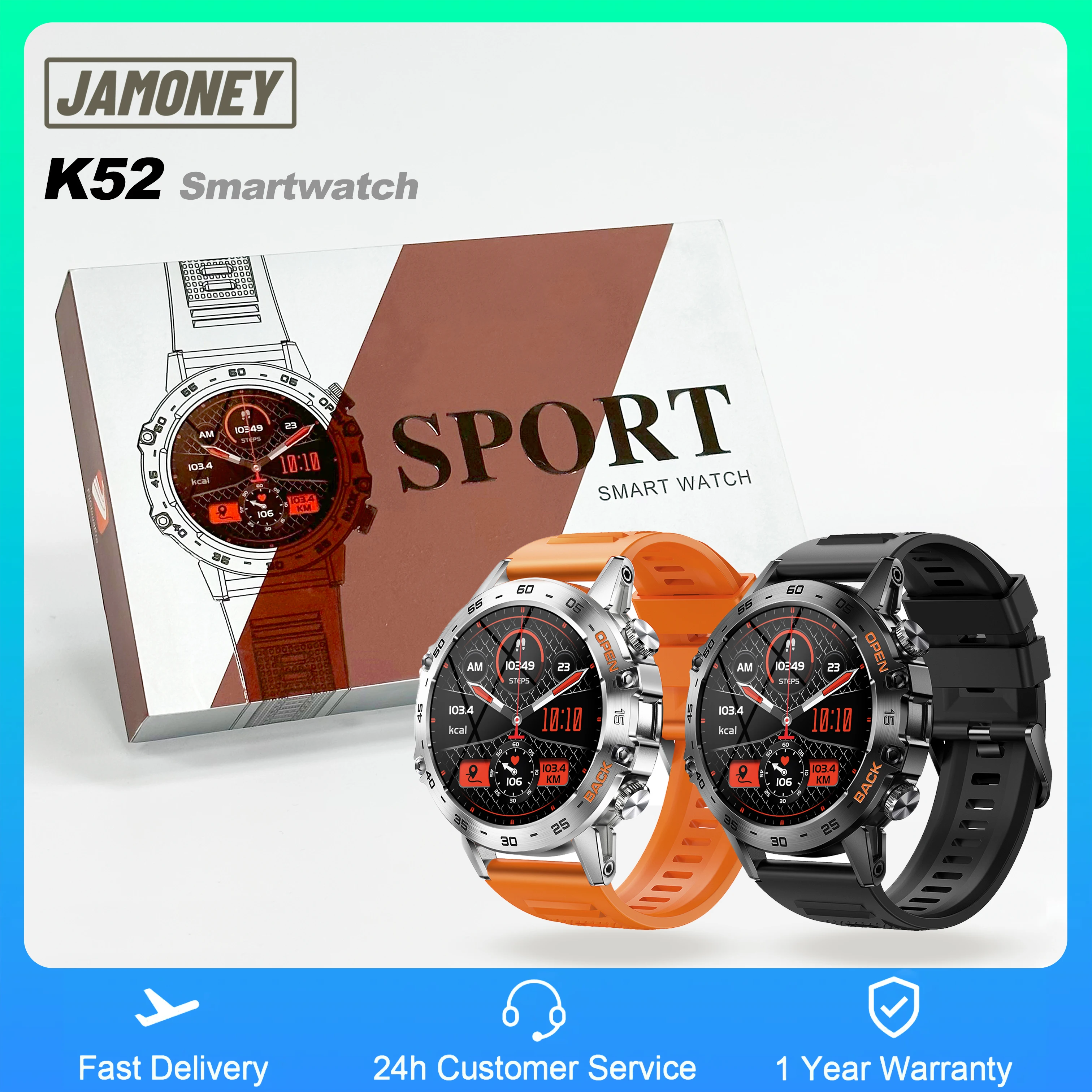 

Fashion Smart Watch For Men Outdoor Waterproof Smartwatch Bluetooth Call Speaker 1.39inch Touch Screen Fitness Sport Watch K52