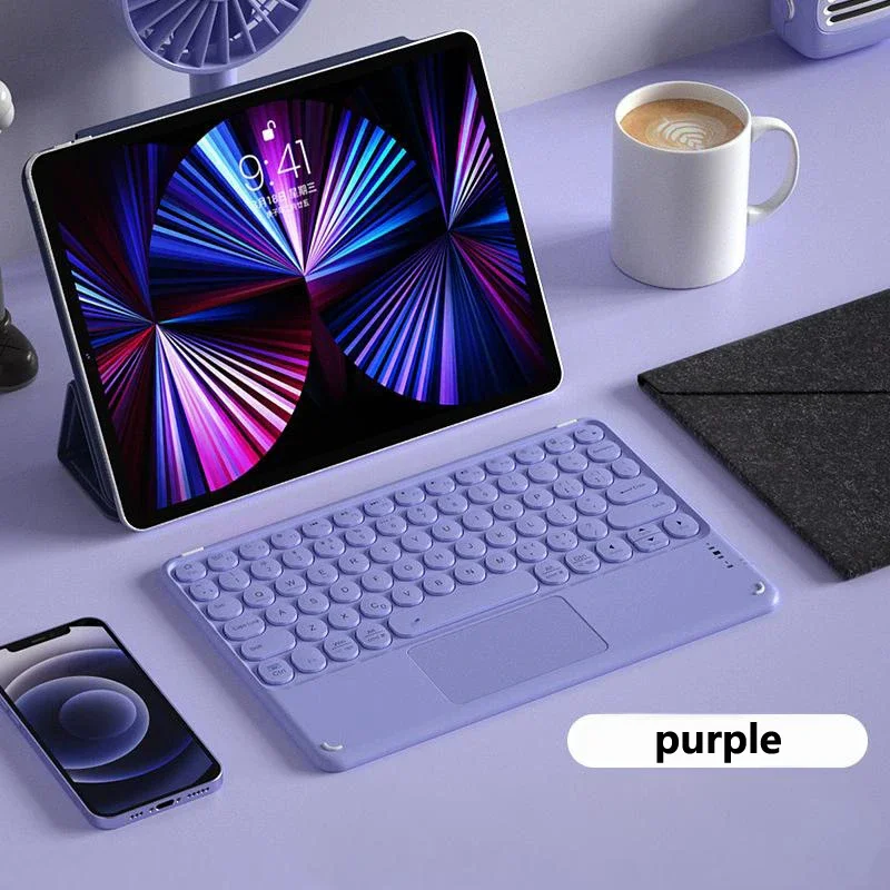 لوحة مفاتيح بلوتوث لاسلكية مع لوحة لمس لجهاز iPad 11th 2025 11 بوصة A16 Air 13 11 M3 Pro IOS Android Windows Tablet Keyboard