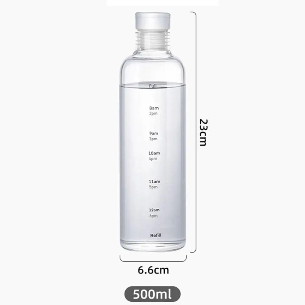 500/700ml PC Plastic Sports Water Bottle Large Capacity Leak Proof With Time Mark Creative Water Cups