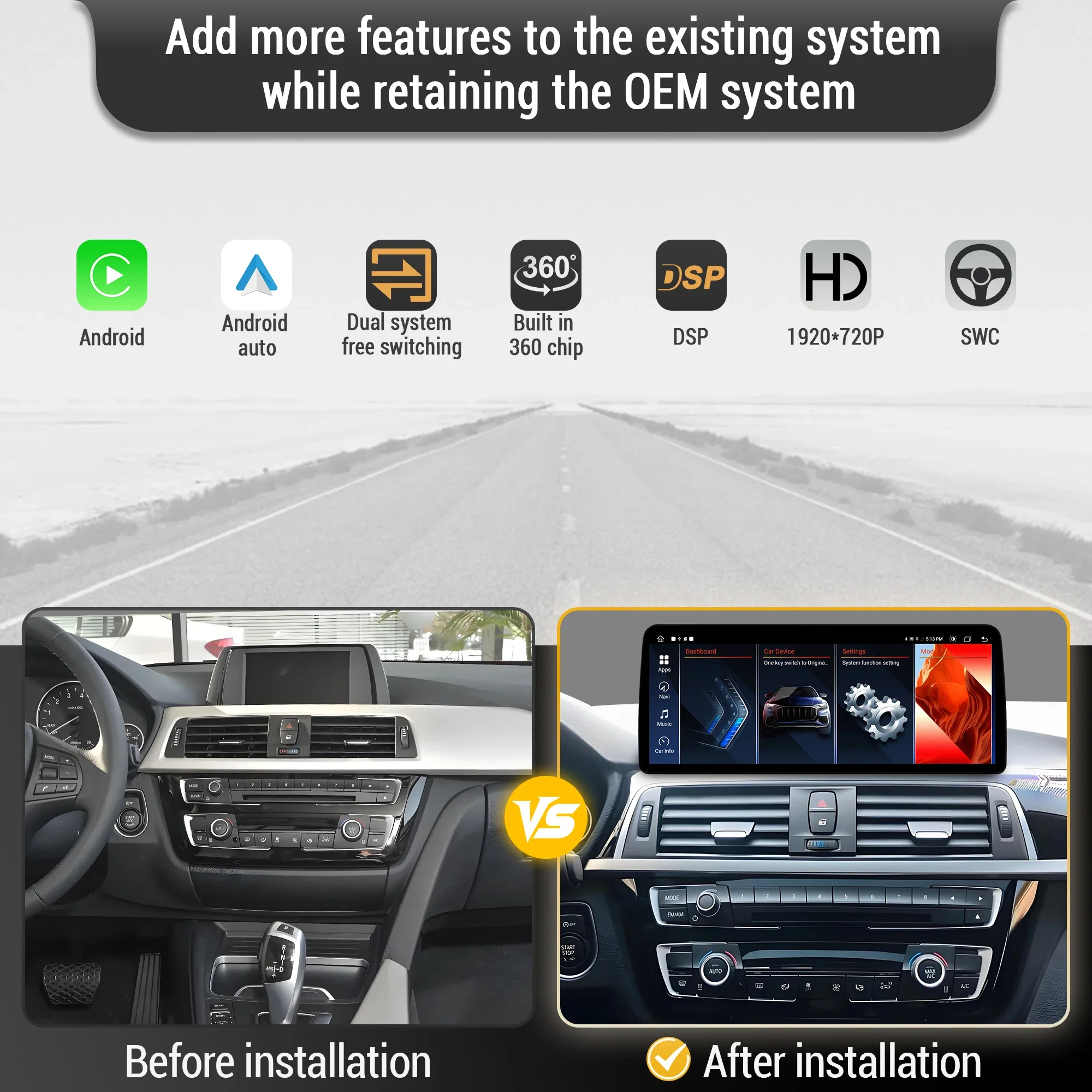 12.3 inch For BMW 3 series 4 series F30 F31 F32 F33 F34 F36 2012-2020 LHD Android 14 Car Radio BT Carplay Snapdragon 680 Screen