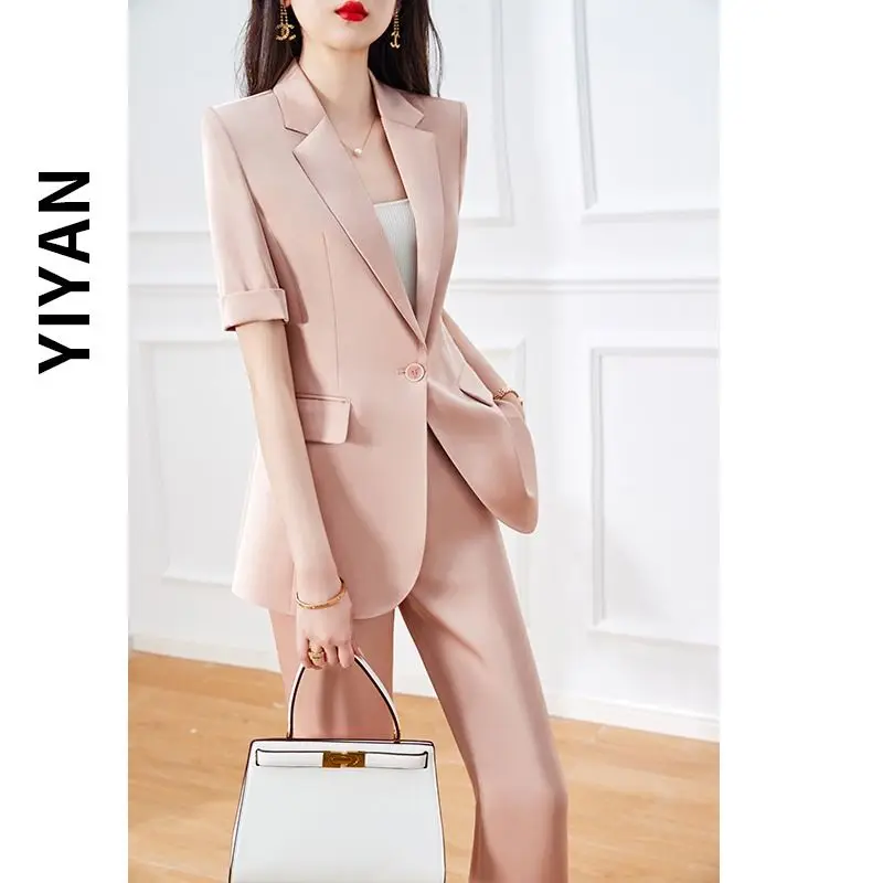 2023 New Fashion Women's Foreign Trade Suit Fashion Women's Two Piece Summer Thin Casual High End Suit