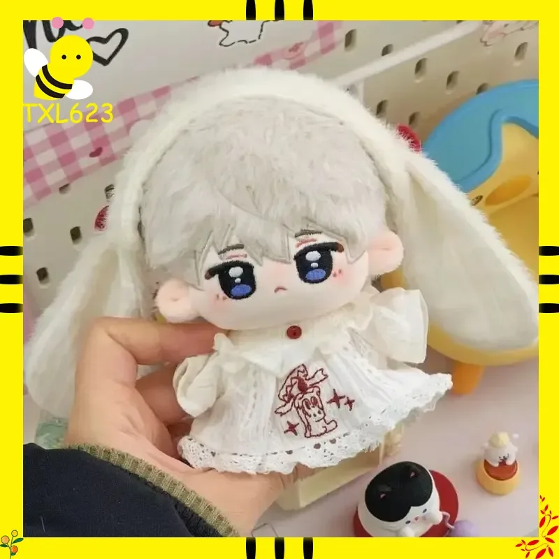 Ubranka dla lalek bawełniane, futrzane piżamy króliczka z długimi uszami, urocza seria sukienek do dekoracji ubranek dla lalek, rozmiar 10cm/20cm