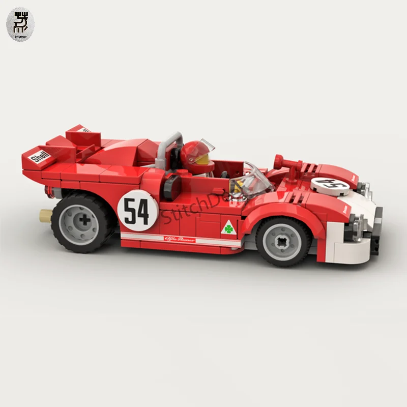 225PCS MOC Speed Champions Romeo Tipo 33/3 Targa Florio 1971 Racing Building Blocks DIY Assembling Model Toy Brick Holiday Gifts