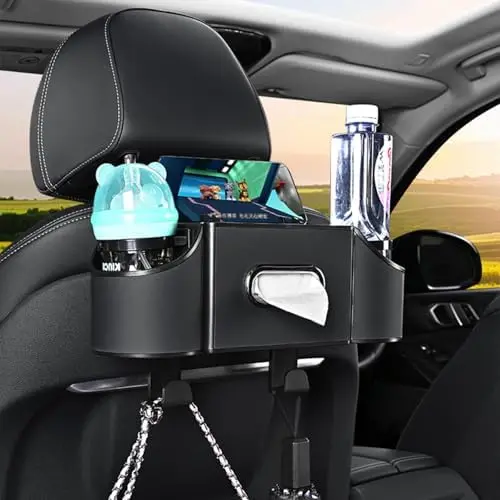 

4-in-1 Car Back Seat Organizer with Cup & Phone Holder - Black