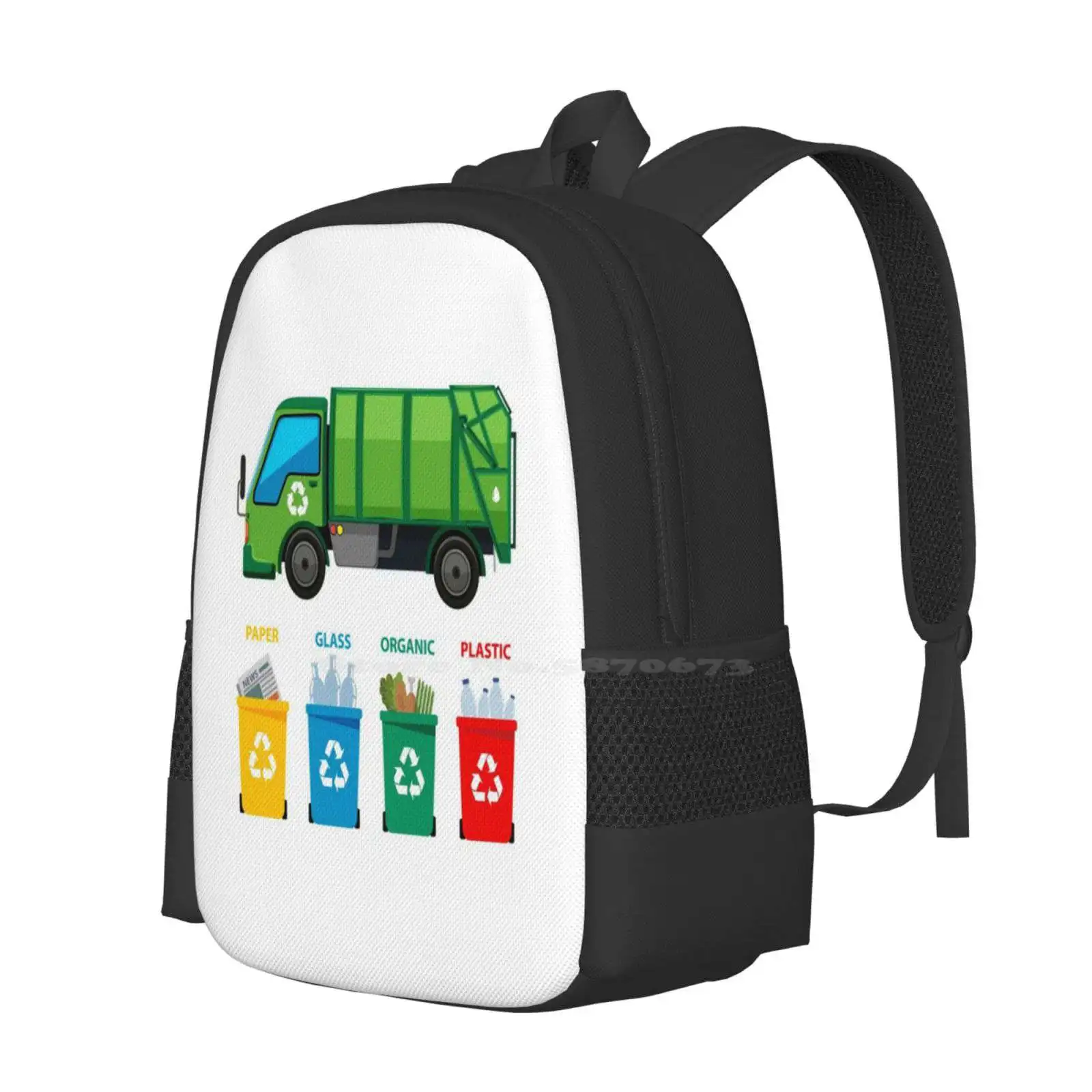 Garbage Truck T Shirt-Garbage Day Trucks Waste Management Pattern Design Laptop Travel School Bags Garbage Truck For Boys