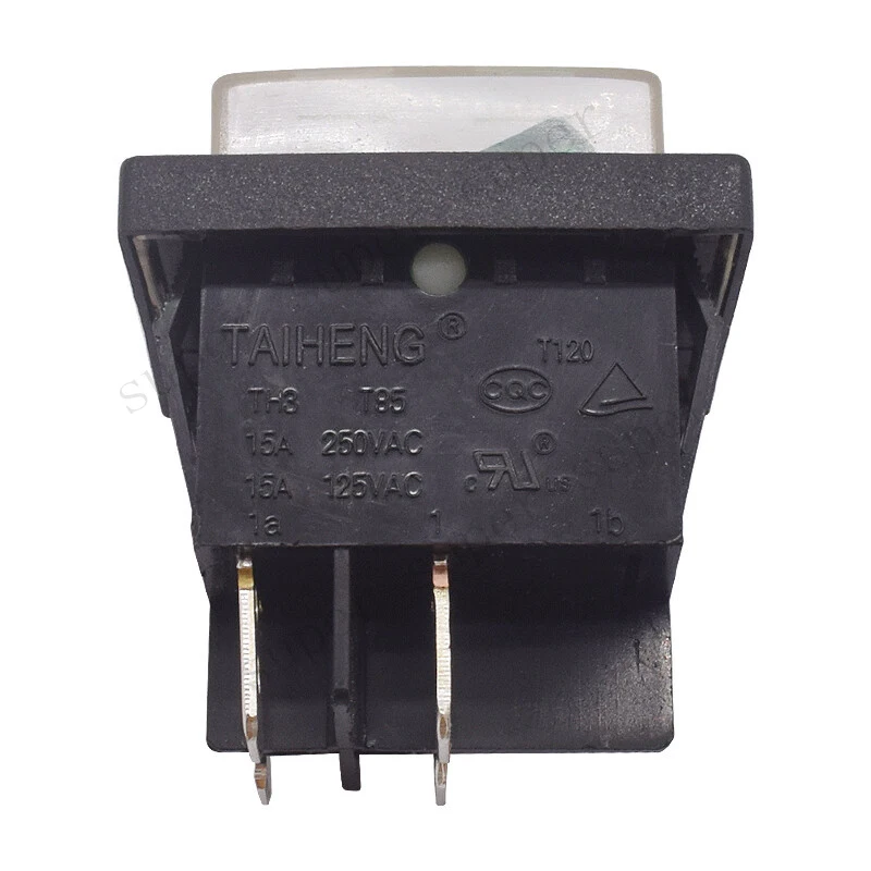 

S+ TAIHENG TH3 4-Pin 15A250V Self-Reset Rocker Switch W# Cover&Green Lamp
