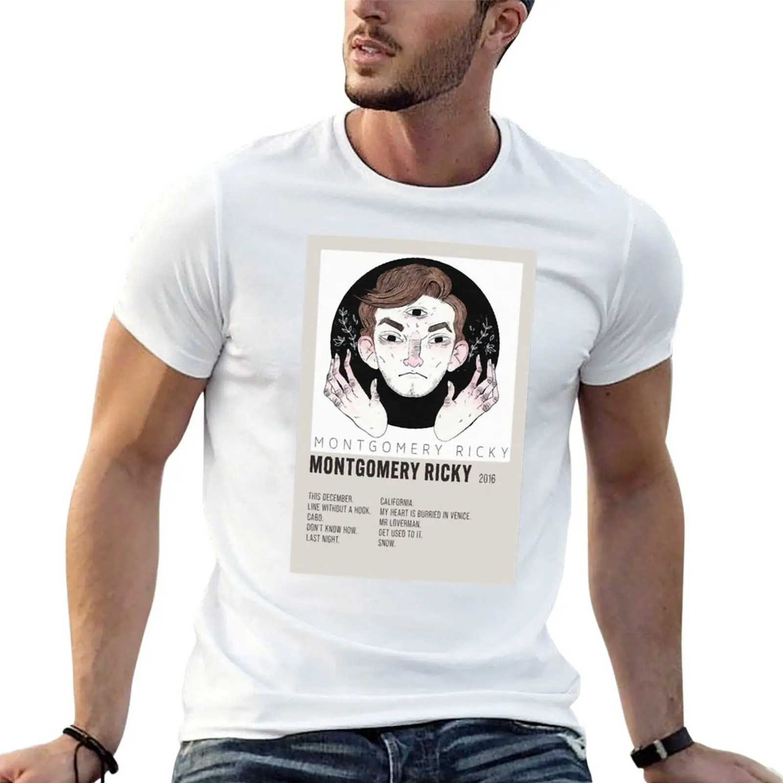 Camiseta con estampado minimalista de Montgomery Ricky Ricky Montgomery, camisetas para hombre, camiseta de marca de lujo de alta calidad para hombre