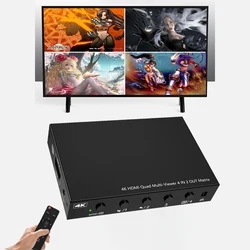 HDMI-compatible Splitter Switch Quad Multi-viewer Multi-function Docking Seamless 4Way CH HDMI-compatible Matrix 4X2 HUB 4IN2OUT