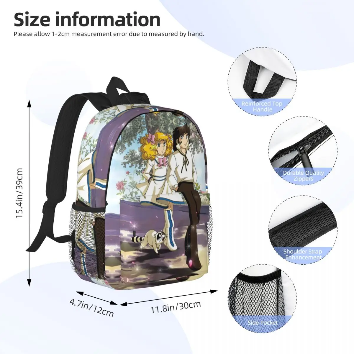 Candy Candy Anime Backpack Student Boys Girls BookBag Men Women School Bag Computer Shoulder Bags