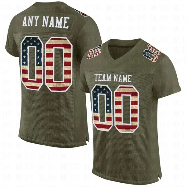 Custom Olive Old Gold-Black Mesh Authentic Salute To Service Football  Short Sleeves Athletic Tee Shirts Unisex Top streetwear