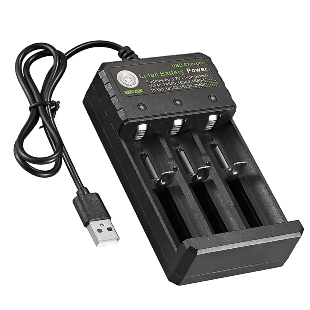Smart 18650 Charger 3 Slots 4.2V Li-ion Battery USB Independent Charging 18650 18500 14500 16650 26650 Lithium Battery Charger view 6