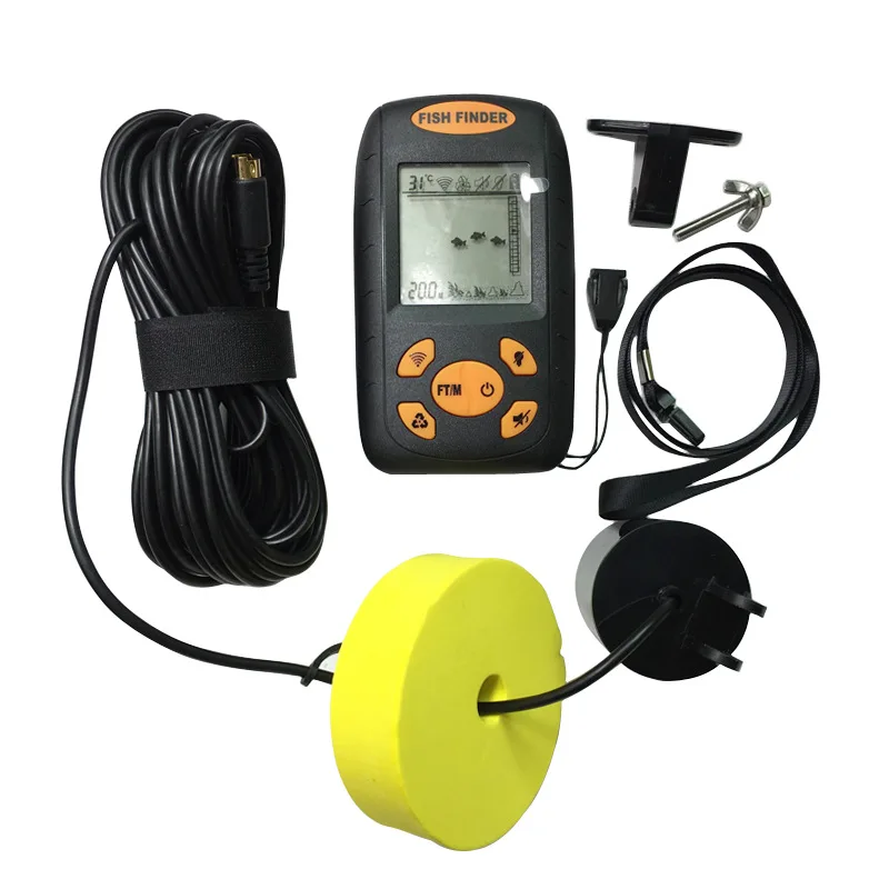 

Portable 0.6 100M Ultrasonic Fish Finder Echo Sounder Water Resistant Wire Transducer Sensor for River Lake Depth Detection