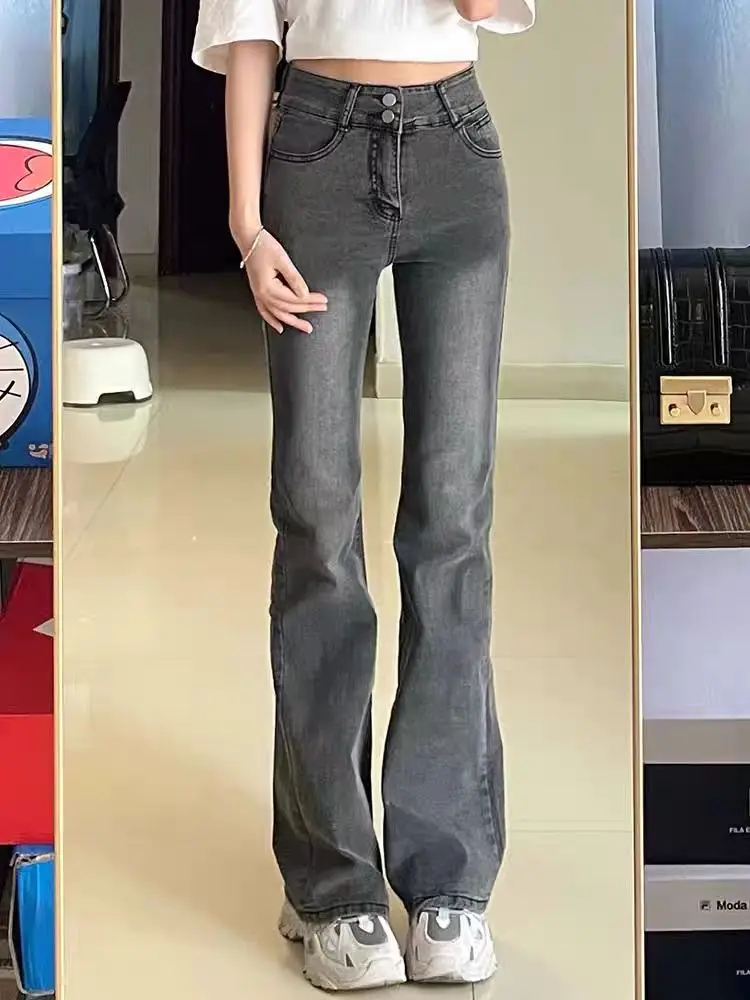 Jeans skinny Pantaloni in denim da donna Pantaloni attillati vintage Autunno Primavera Moda femminile Pantaloni svasati divisi casual elastici sottili