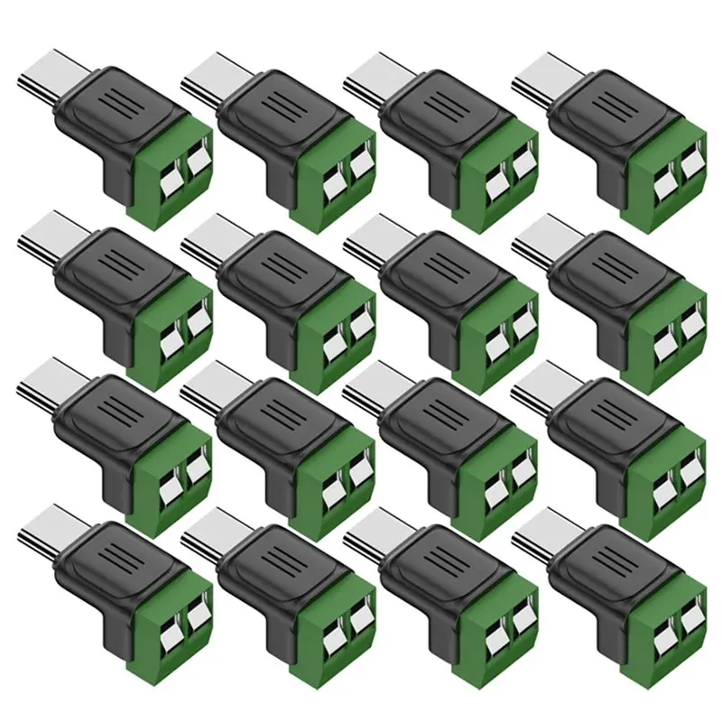 Super Deal -Type C Male To 2Pin 5V Solderless Green Terminal For Mmobile Phone PC