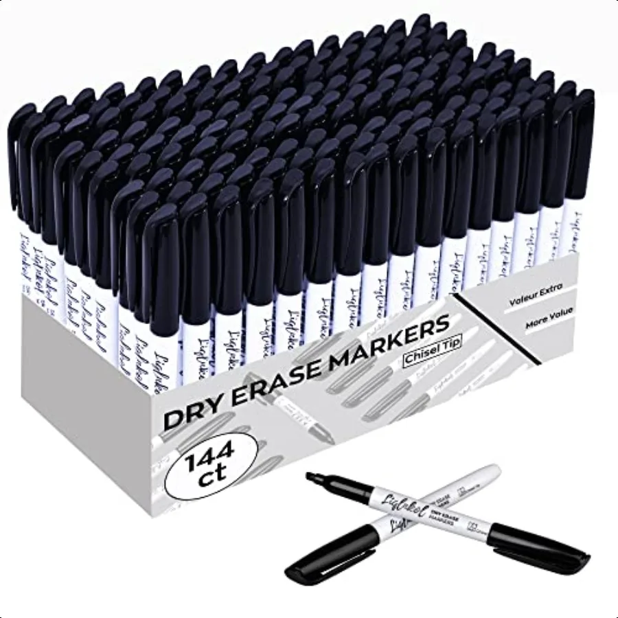 

Dry Erase Markers Bulk 144 Pack Black Whiteboard Markers Chisel Point Low Odor Dry Erase Markers for School Office Home