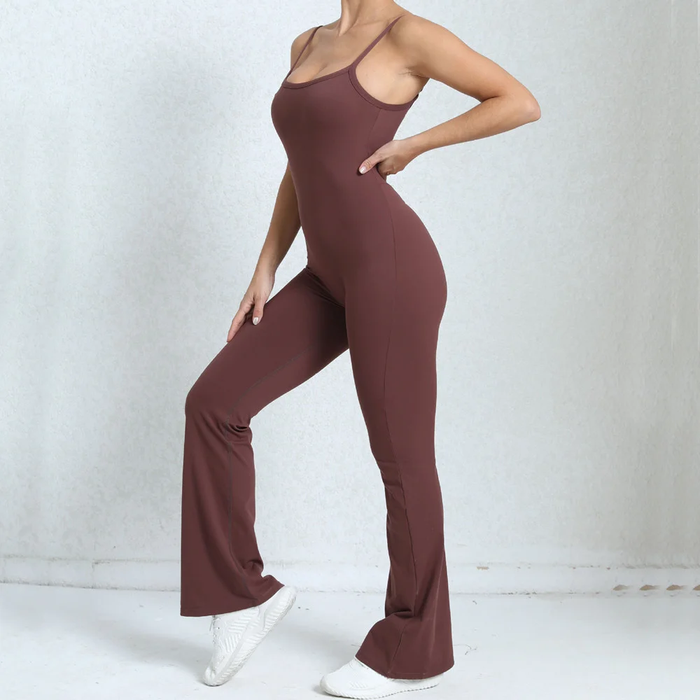 Flared Pant Jumpsuit Gym Set Women Training Yoga Suit Sportswear Women Sports Seamless Fitness Rompers Stretch Workout Bodysuits