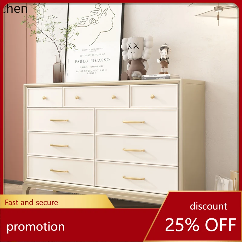 HT light luxury solid wood chest of drawers seven chest of drawers modern light luxury bedroom TV cabinet furniture