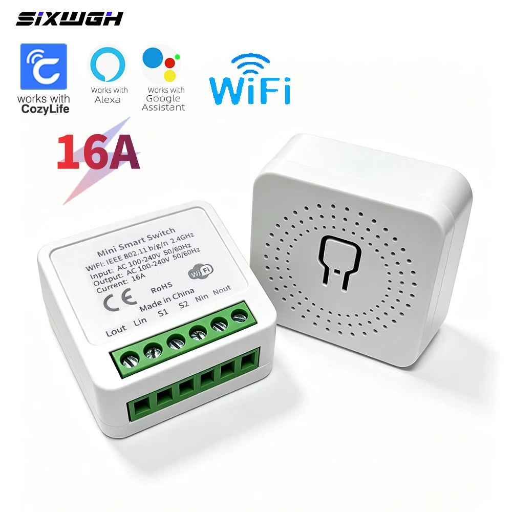16A WLAN-Smart-Schalter mit Timer, CozyLife APP-Steuerung, kompatibel mit Alexa & Google Home Sprachsteuerung