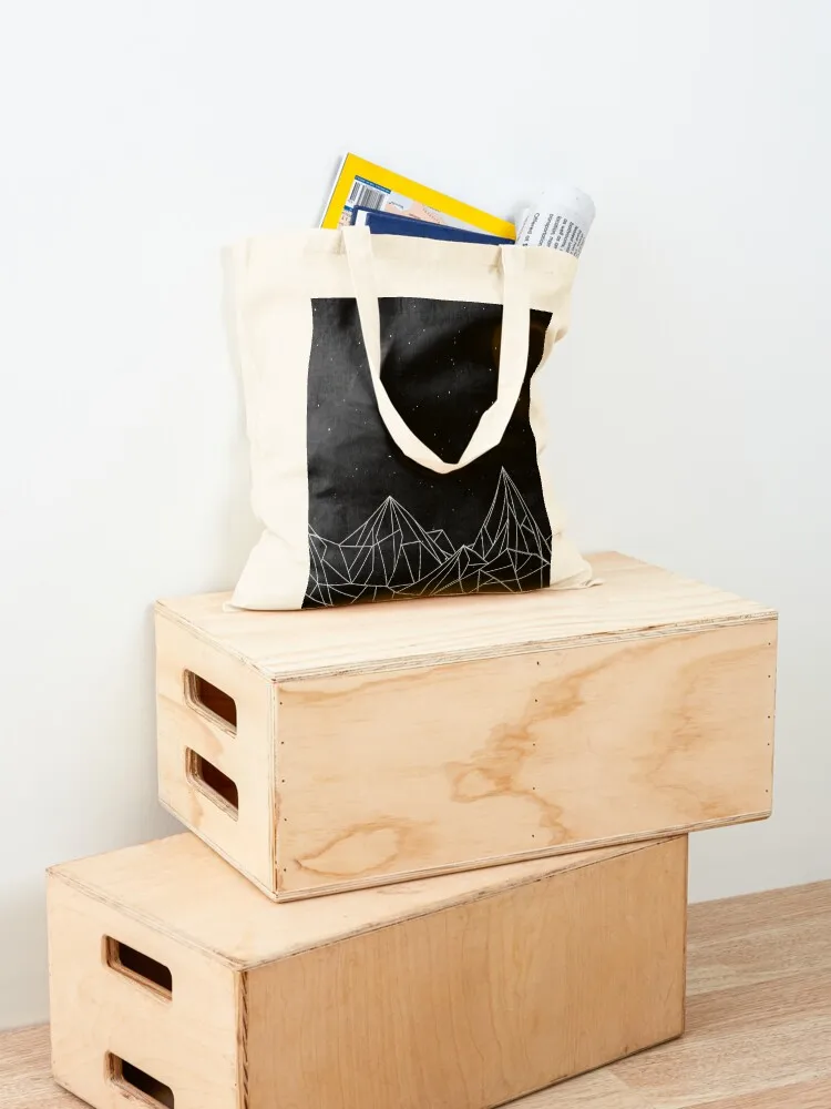 جبال المحكمة الليلية - أسود (النسخة القديمة) حقيبة حمل صديقة للبيئة حقيبة حمل قابلة للطي من القماش المخصص حقائب مخصصة #4