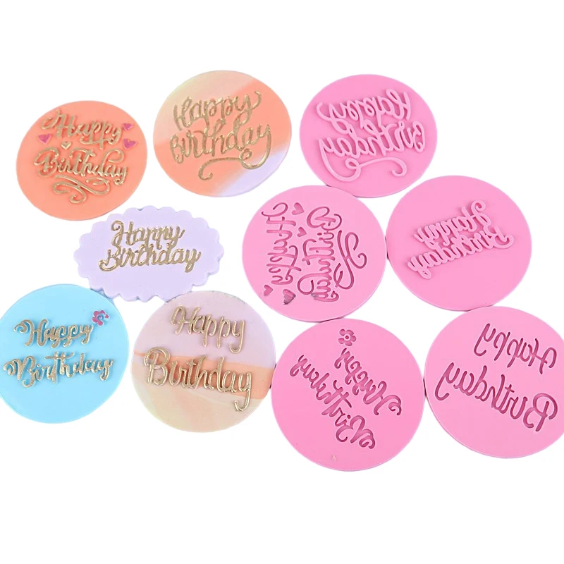 New Happy Father\'s Day Cookie Embosser Mold Thank You Letter Biscuit Embossed Stamp Happy Birthday Fondant Cake Decorating Tools