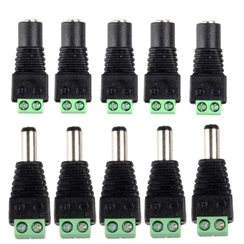 10pcs 12V DC Power Connector Plug Jack Male Female Socket Barrel 2.1mm x 5.5mm Adapter for CCTV Camera LED Strip Supply Terminal