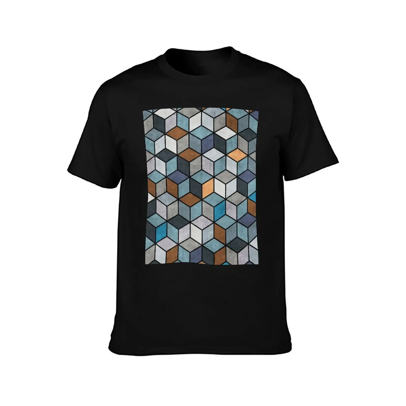 Colorful Concrete Cubes - Blue, Grey, Brown T-Shirt summer clothes sublime street wear t shirts for men pack