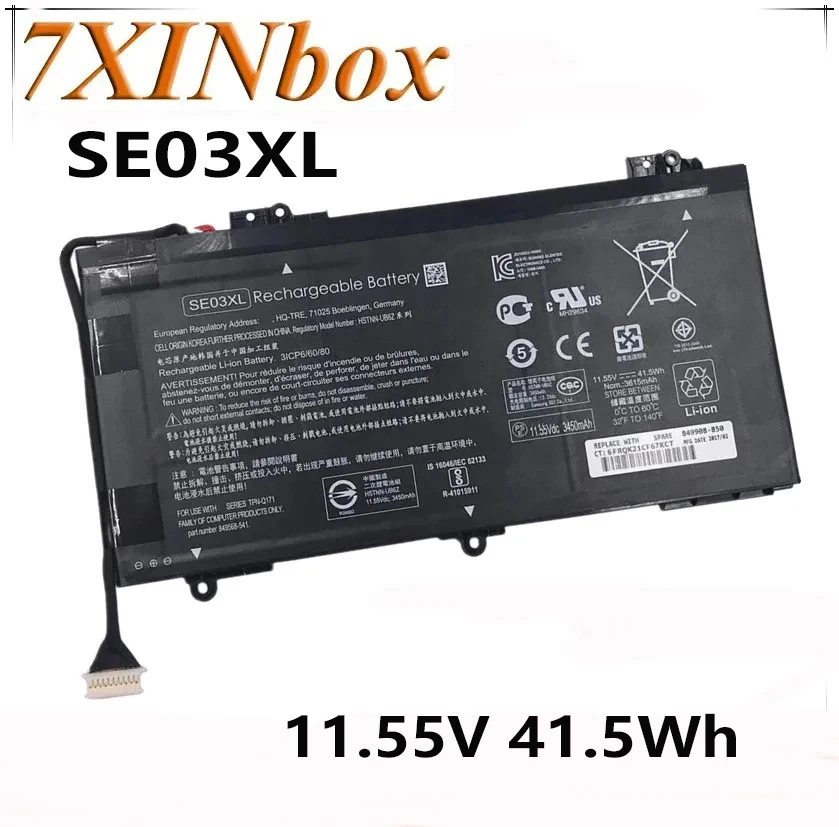 7XINbox SE03XL HSTNN-LB7G HSTNN-UB6Z 11.55V 41.5Wh Laptop Battery For HP Pavilion PC 14 TPN-Q171 849568-541 849908-850