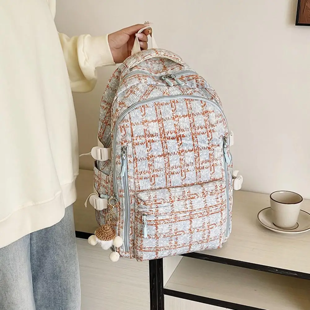 Mochila de gran capacidad para estudiantes, mochila ligera con estampado de fresa de Color dulce, con múltiples compartimentos para la escuela de pupilas