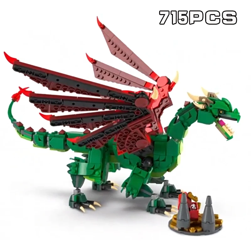 

In stock 2025 new building block three in one compatible 31161 Green Dragon puzzle assembly toy birthday gift 714PCS