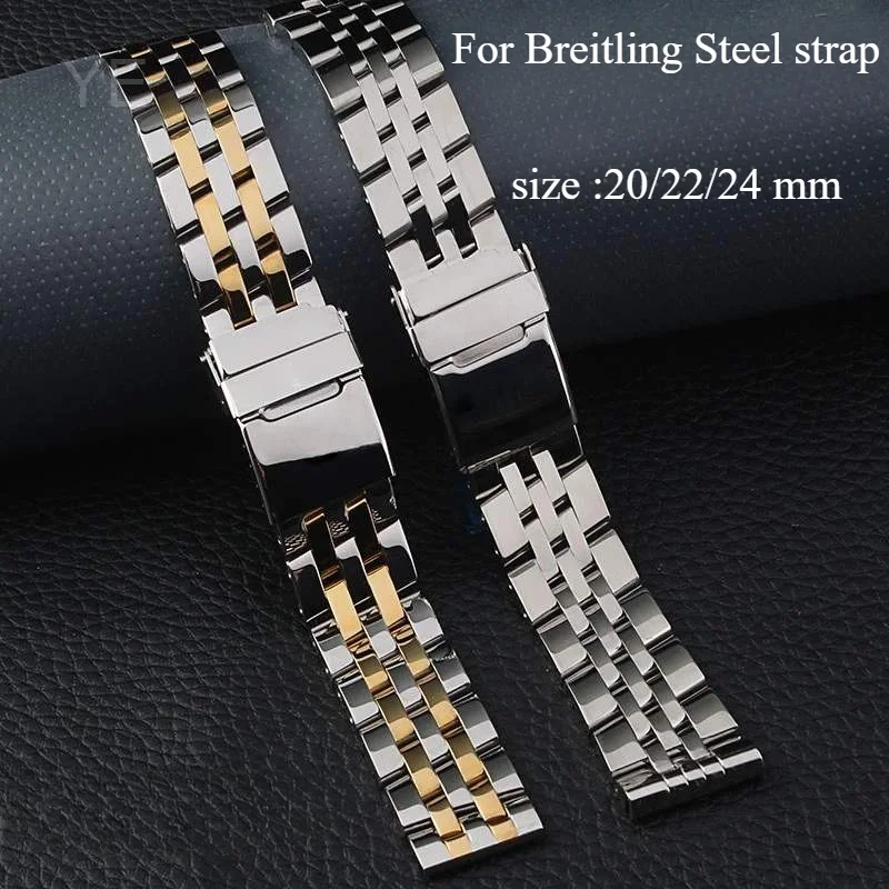 Original Version 20 22 24 Mm for Breitling High-quality Stainless Steel Strip Folding Buckle Replacement Watch Strap