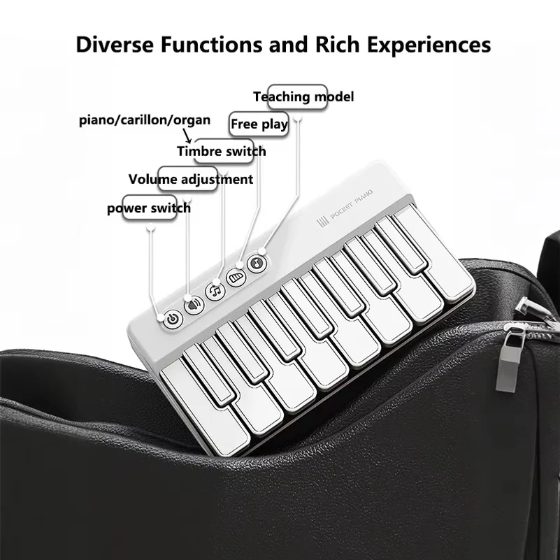 Kids Pocket Piano 7 Colors LED Light Electronic Organ Keyboard Child Musical Instrument Playable Beginner Multi-functional Piano