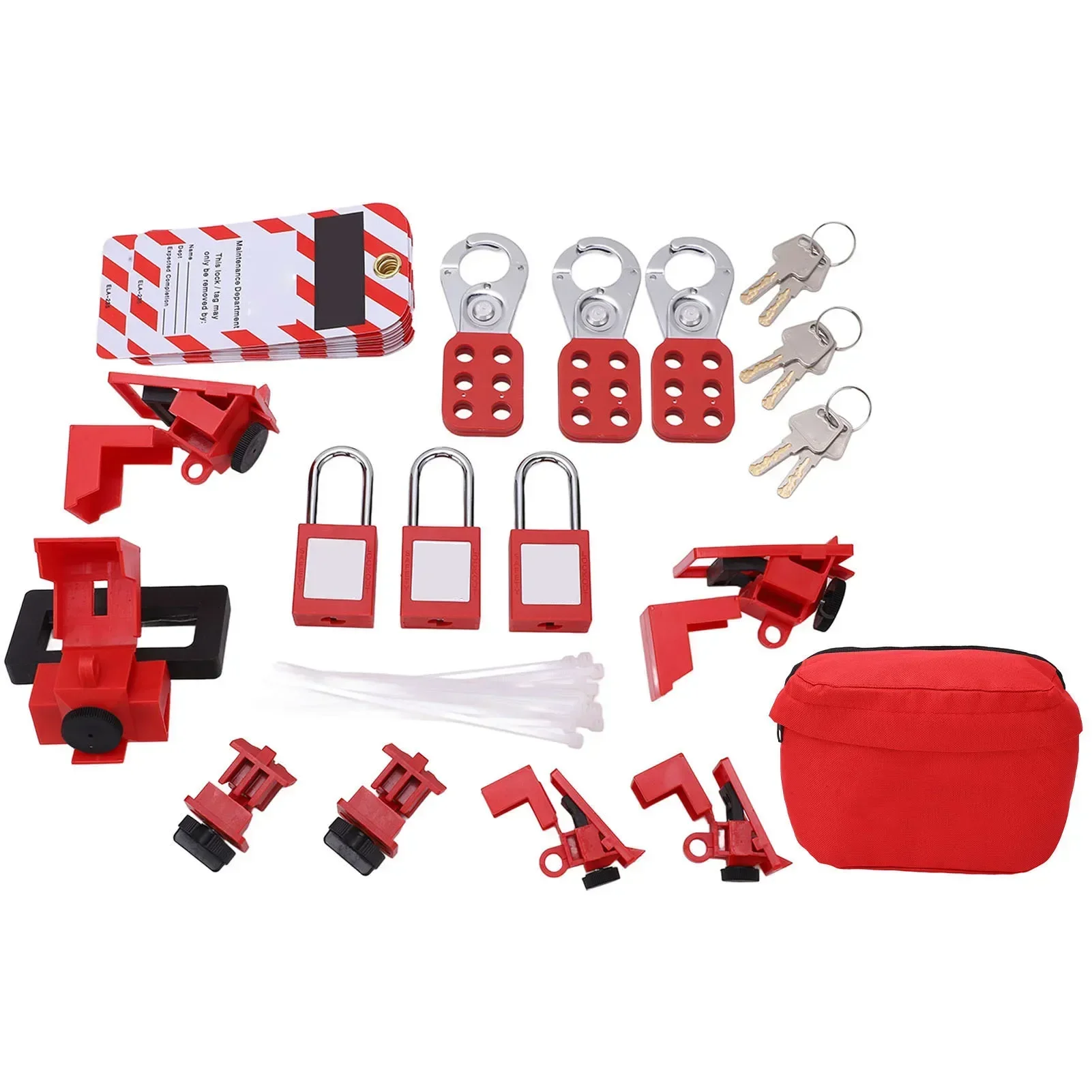 

Electrical Lockout Tagout Kit Loto Tag Hasp Padlock Breaker Lock Out Device Storage Bag for Industrial Use