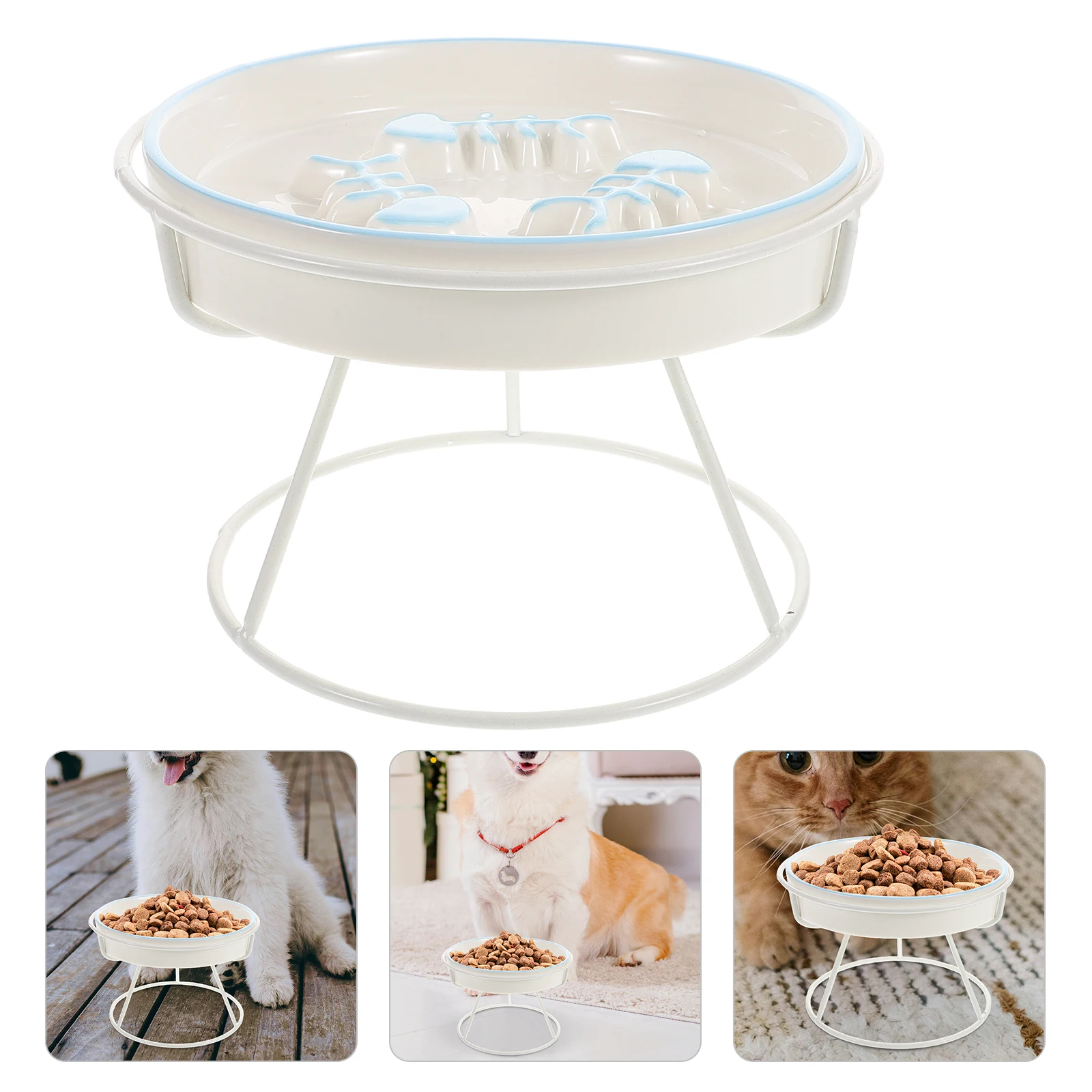 

Cat Bowl Ceramics Dishes Elevated Feeding Food and Water Bowls Iron for Indoor Cats Feeder