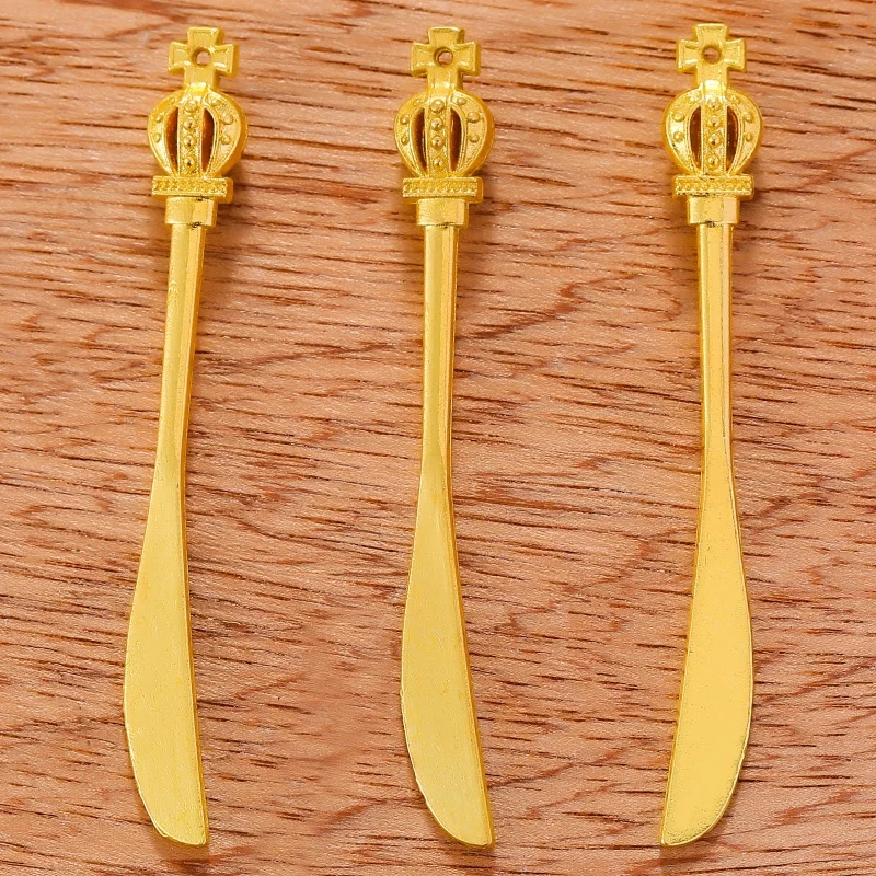 Talheres Colher Garfo e Faca de Jantar Encantos, Descobertas Jóias DIY, Pingentes para Colar, Fazer Jóias, 5 Cores, 60x7mm, J491, 5Pcs