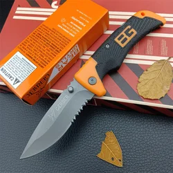 GB Medium fold rubber handle 8Cr13Mov Handle Outdoor wild Save Rescue hunting Tactics EDC pocket folding knife